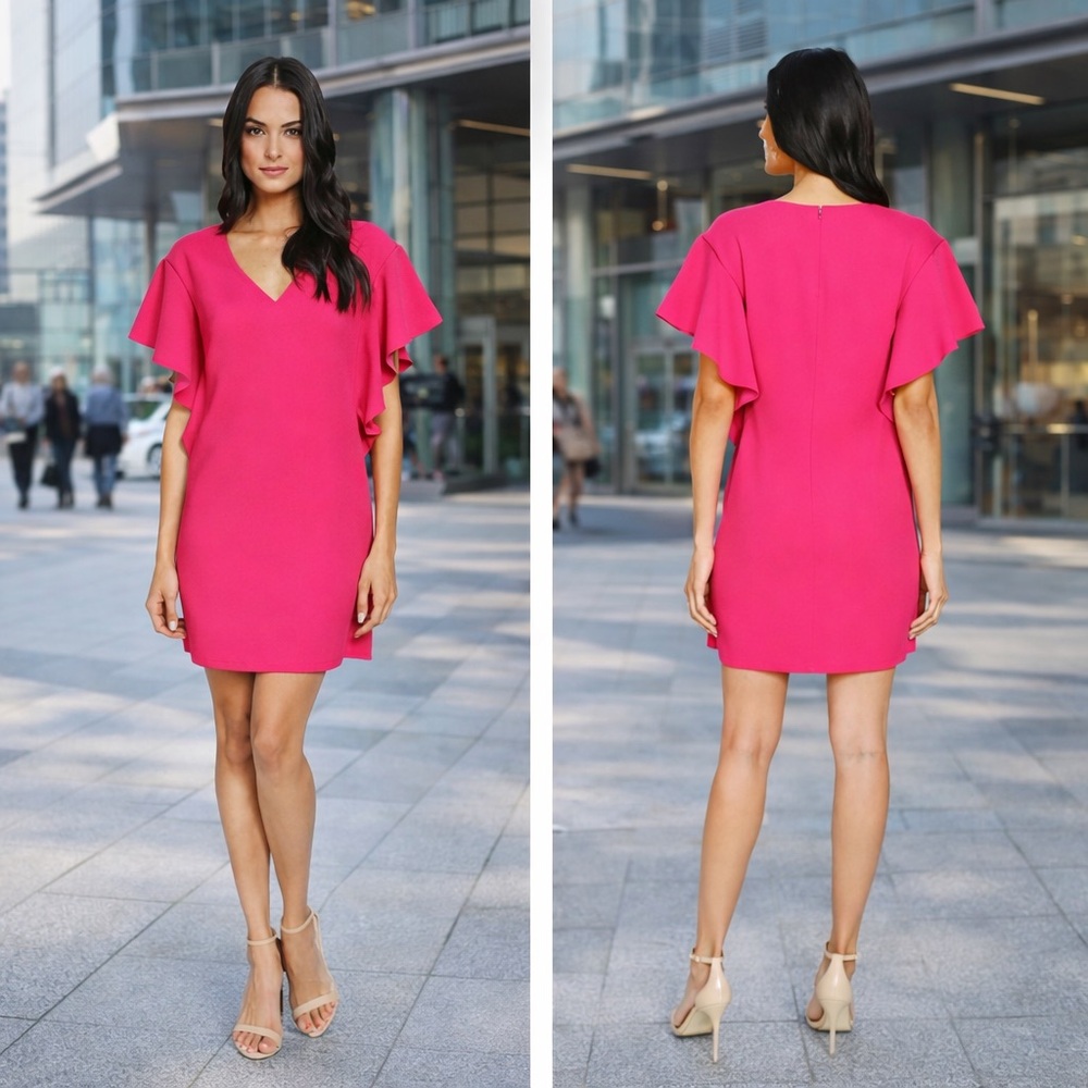 🏷️💝NWT Trina Turk Ruffle Sleeve Shift Dress Size 12